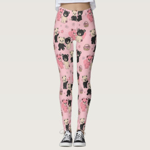 Teddy Bears with Hearts and Pink - Valentines (1) Leggings