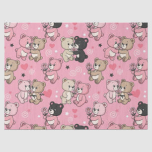 Teddy Bears with Hearts and Pink - Valentines (3) Tissue Paper