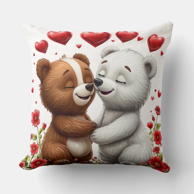 Teddy bears with love throw pillow (Front)