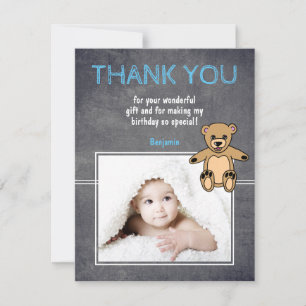Teddy Birthday Merci Carte photo pour enfants
