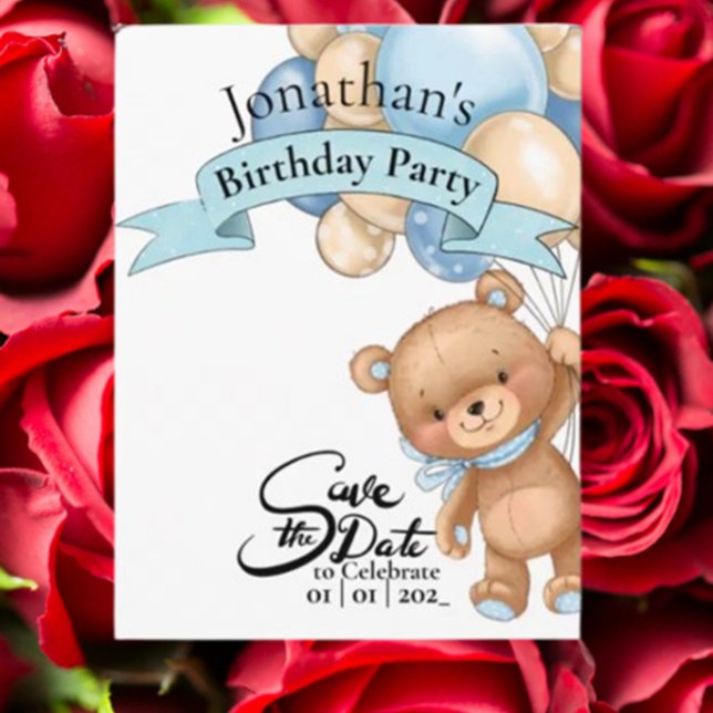 Teddy Blue, Happy Birthday Boy Postcard (, designed to brighten his special day with heartfelt charm and joy.)