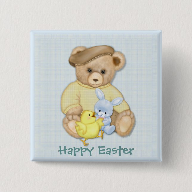 Teddy Boy - Easter 2 Inch Square Button (Front)