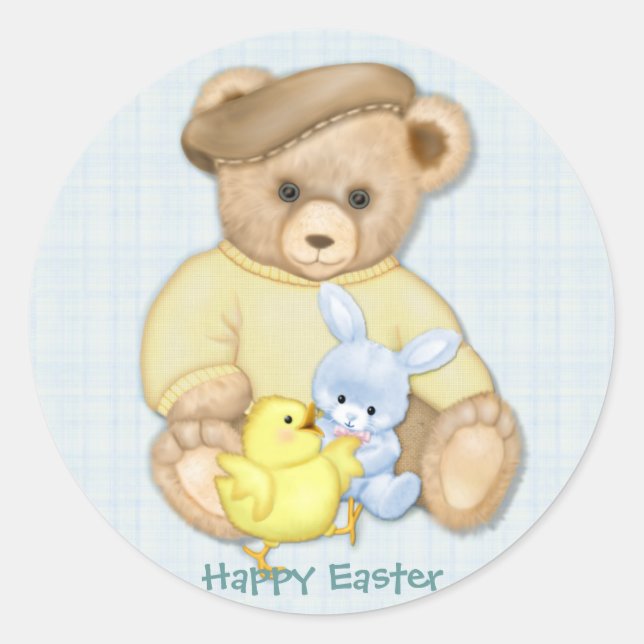 Teddy Boy - Easter Classic Round Sticker (Front)