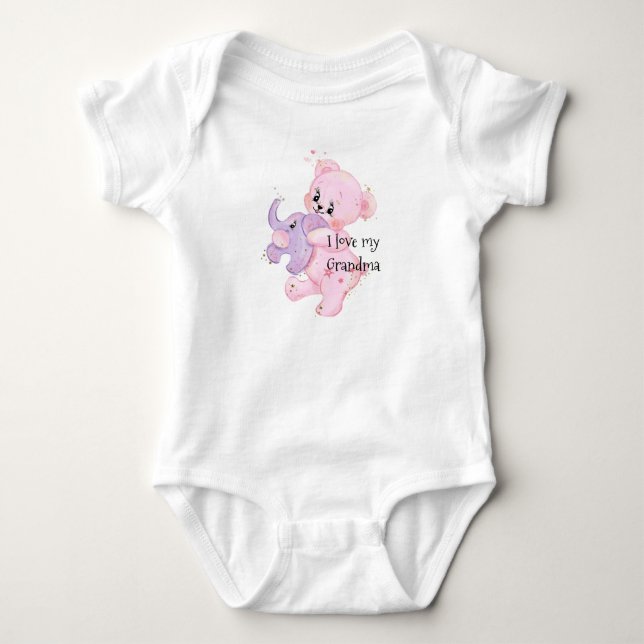 Teddy Carrying Elephant Bodysuit Personalized (Front)