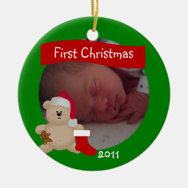 Teddy Custom First Christmas Ornament (Front)