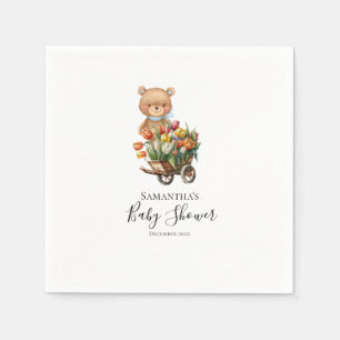 Teddy Floral Boy Rustic Blue  Napkin