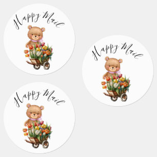 Teddy Foral Happy Mail Rustic Baby Shower Labels