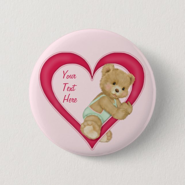 Teddy Heart - Customize 2 Inch Round Button (Front)