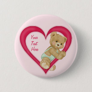 Teddy Heart - Customize 2 Inch Round Button