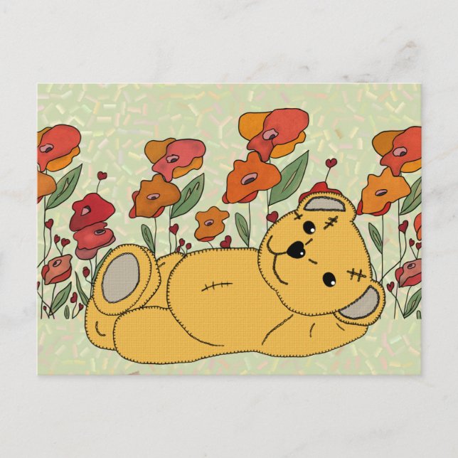 Teddy im Mohnfeld Postcard (Front)