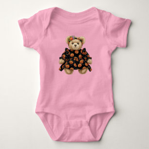 Teddy in Velvet Dress, Halloween, Author Natasha Baby Bodysuit