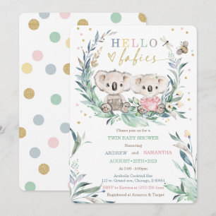 Teddy Koala Baby Shower Template For Boy and Girl