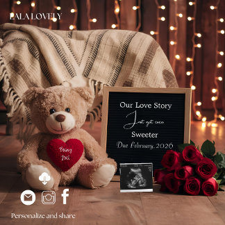 Teddy Love & Baby Pregnancy Announcement Card