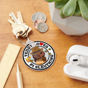 Teddy Loves PI Sleuthing for Honey Keychain