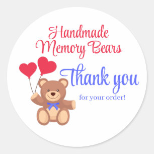 Teddy Memory Bear Thank you Business Classic Round Sticker