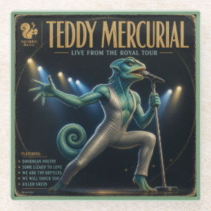 Teddy Mercurial; a Parody Glass Coaster