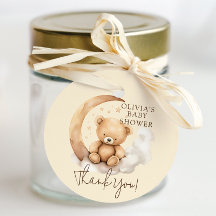 Teddy Moon Baby Shower Favour Gift Tag