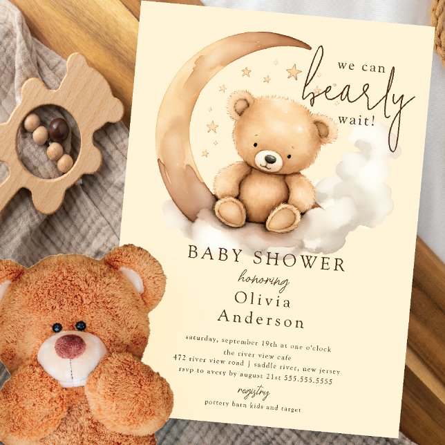 Teddy Moon Baby Shower  Invitation (Creator Uploaded)