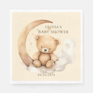 Teddy Moon Baby Shower Napkin