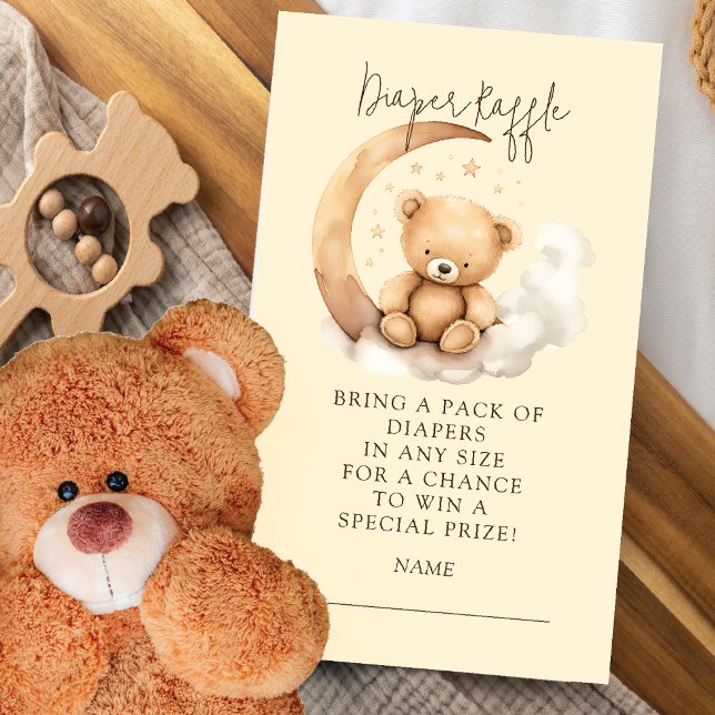 Teddy Moon Diaper Raffle Enclosure Card (Creator Uploaded)