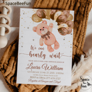 Teddy Ours Baby shower Invitation Fille que nous p