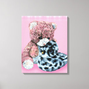 Teddy oursons boudins toile papier rose
