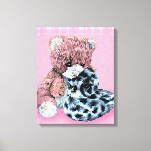 Teddy oursons boudins toile papier rose (Recto)