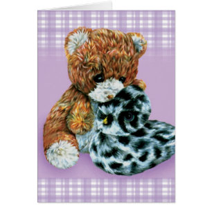 Teddy oursons violet blanc carte quotidienne