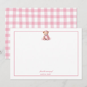 Teddy  Pink bear Sweet Baby Shower note card