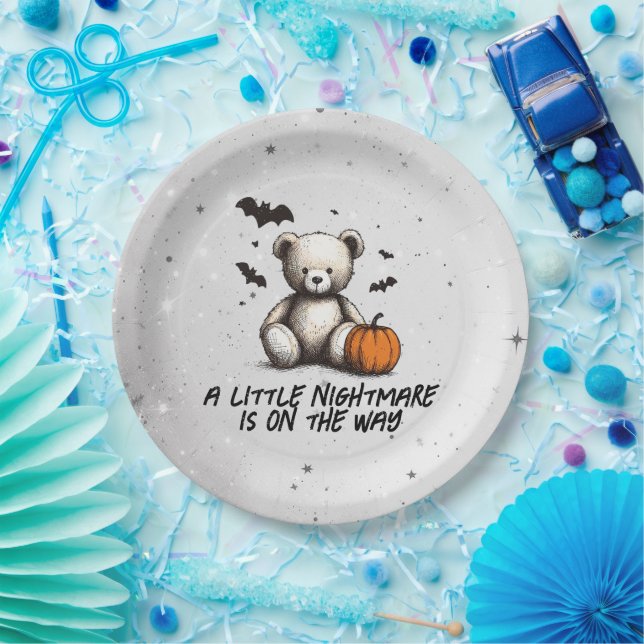 Teddy Pumpkin Baby Shower Paper Plate (Party)