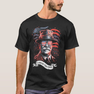 Teddy Roosevelt 4th of July American Flag Patrioti T-Shirt