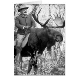 Teddy Roosevelt montant un orignal de Taureau