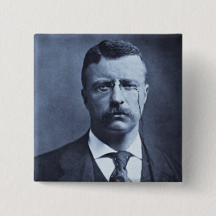 Teddy Roosevelt Vintage Glass Magic Lantern Slide 2 Inch Square Button