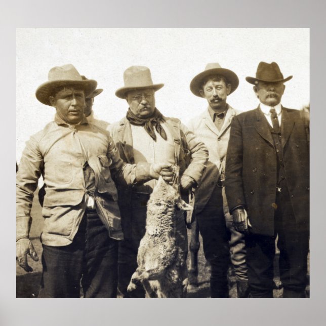 Teddy Roosevelt Wolf Hunting, 1905 Poster (Front)