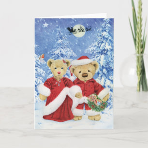 Teddy Santa and Mrs. Claus Christmas Card (Blank)