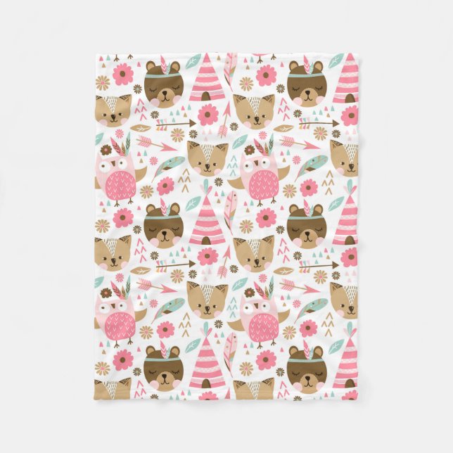 Teddy Teepee Fleece Blanket (Front)