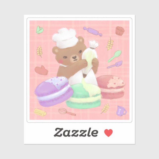 Teddy the Baker with Macarons (Sheet)