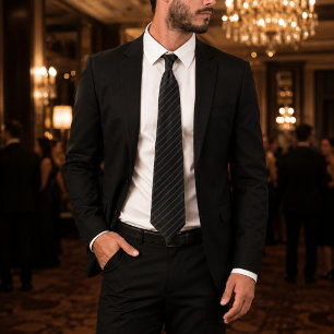 Teddy Tie Midnight Black Pinstripe Luxury