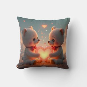 Teddy Time Together – Valentine's Day Teddy Bear Throw Pillow