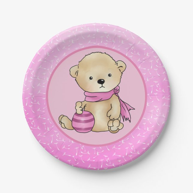 Teddy with ball paper plate (Front)