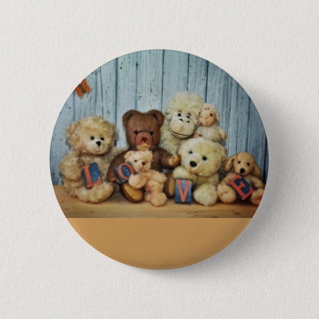 Teddy with friends 2 inch round button (Front)