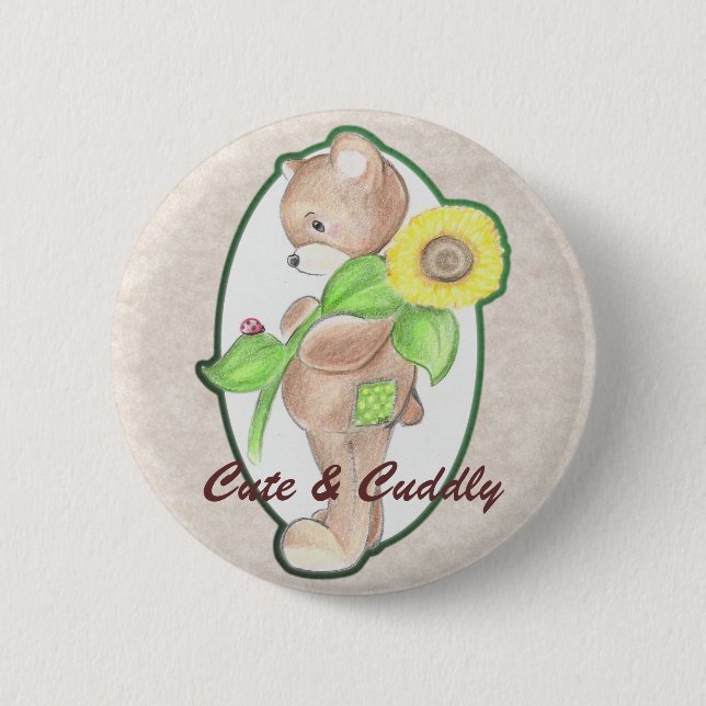 Teddybear, Ladybug, and Sunflower Button (Front)
