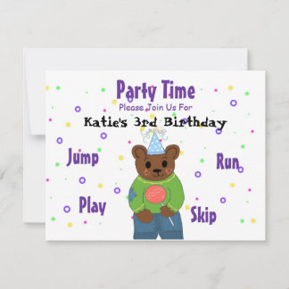 Teddybear Party Time Invitation