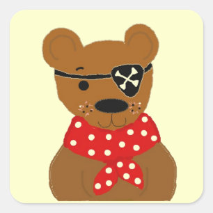 Teddybear Pirate Square Sticker