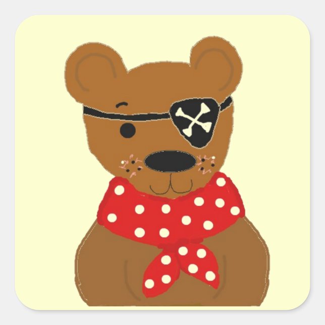 Teddybear Pirate Square Sticker (Front)