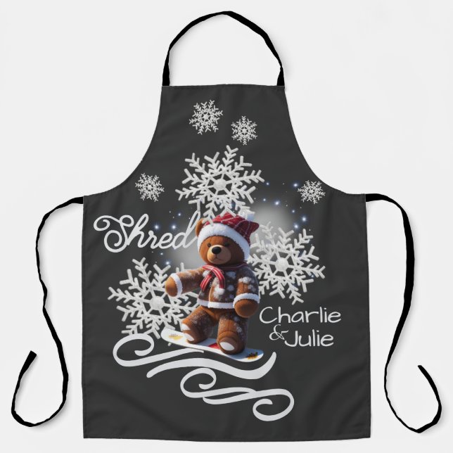 TeddyBear Snowboard/Shred/All-Over Print Apron (Front)