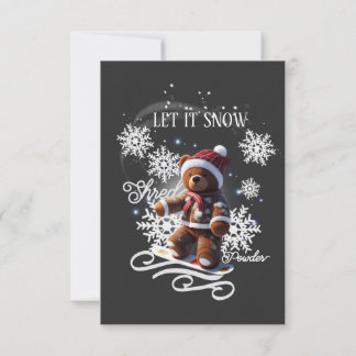TeddyBear Snowboard/Shred/Flat Greeting Card