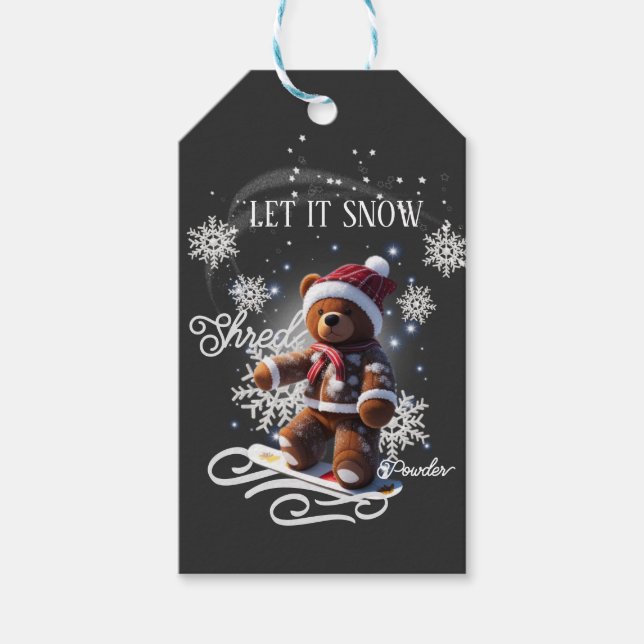 TeddyBear Snowboard/Shred/Gift Tag (Front)