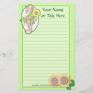 Teddybear Sunflower Stationery