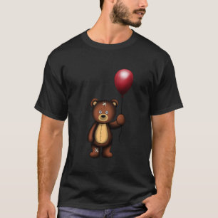 Teddybear with Red Balloon Print Design Cute Stuff T-Shirt